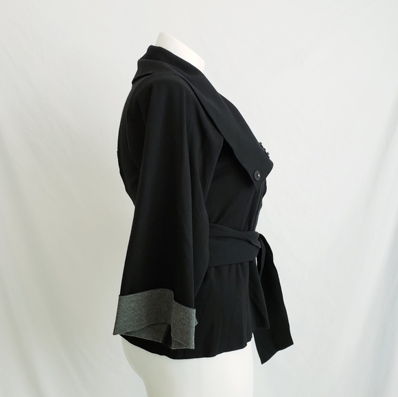 *Last Chance* Theory Sheena Lightweight Belted Jacket Large Collar Coat Black - Picture 3 of 10
